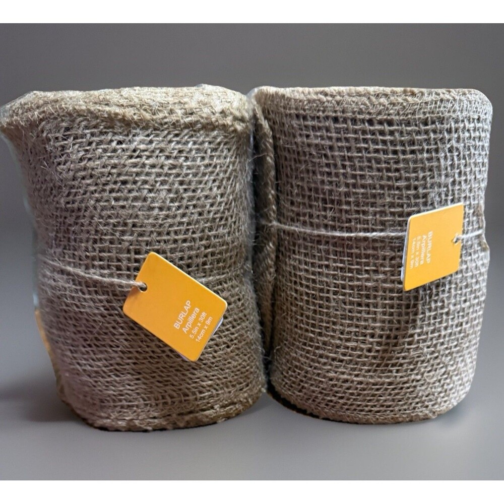 Natural Brown Burlap Ribbon | 5.5 in x 30ft | 100% Jute | 2 Roll Lot
